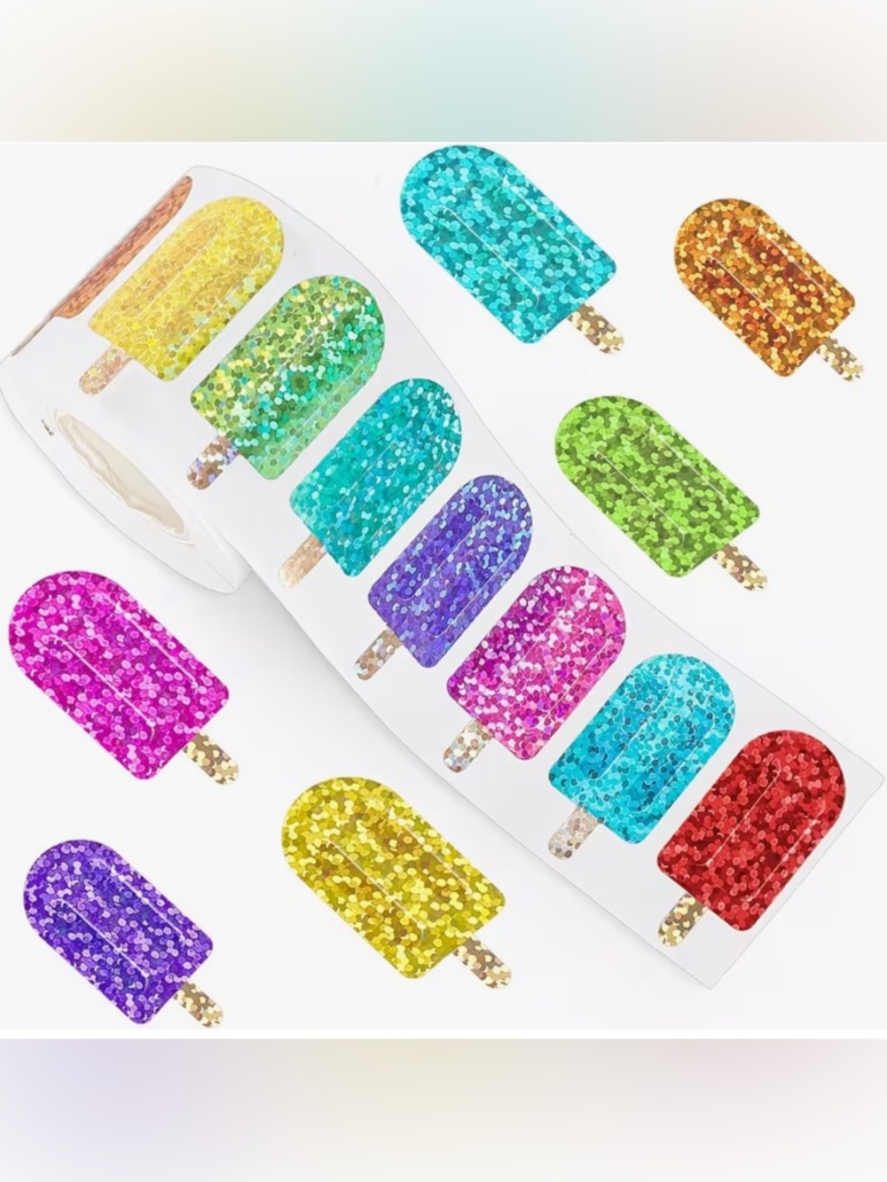 Holographic Glitter Sticker Rolls of 100 - Choose 1 - Picture 8 of 10
